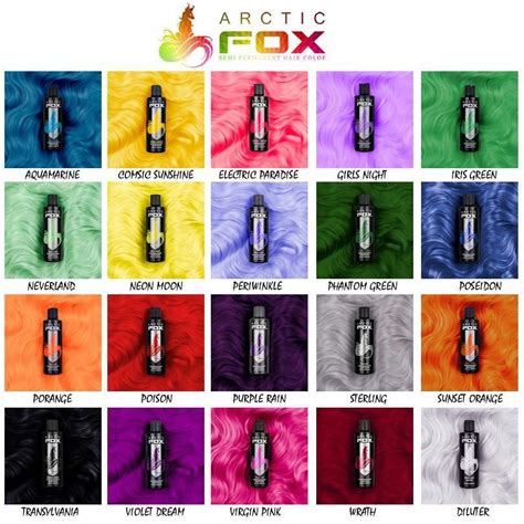 arctic fox hair color swatches